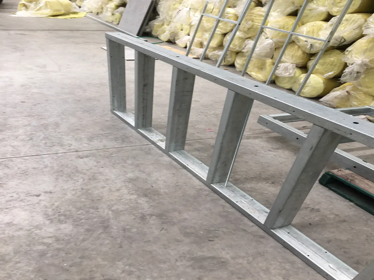 Steel frame assembly during fabrication at TubeTech